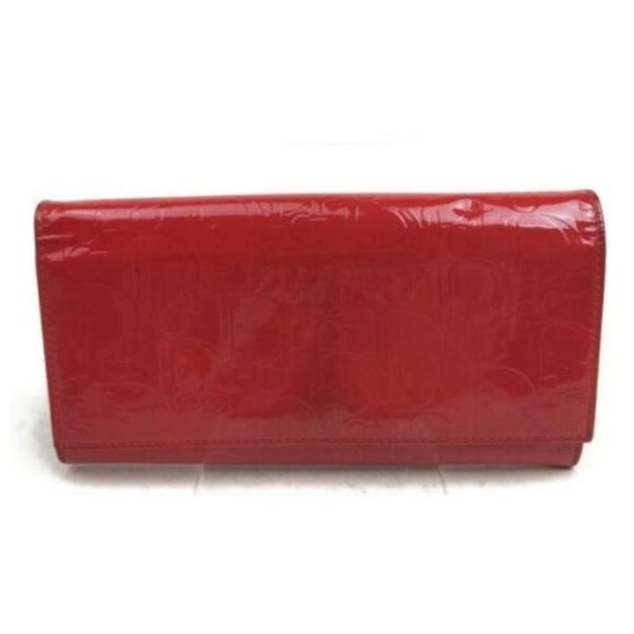DIOR Trotter Print Red Embossed Patent Clutch - Picture 1 of 8